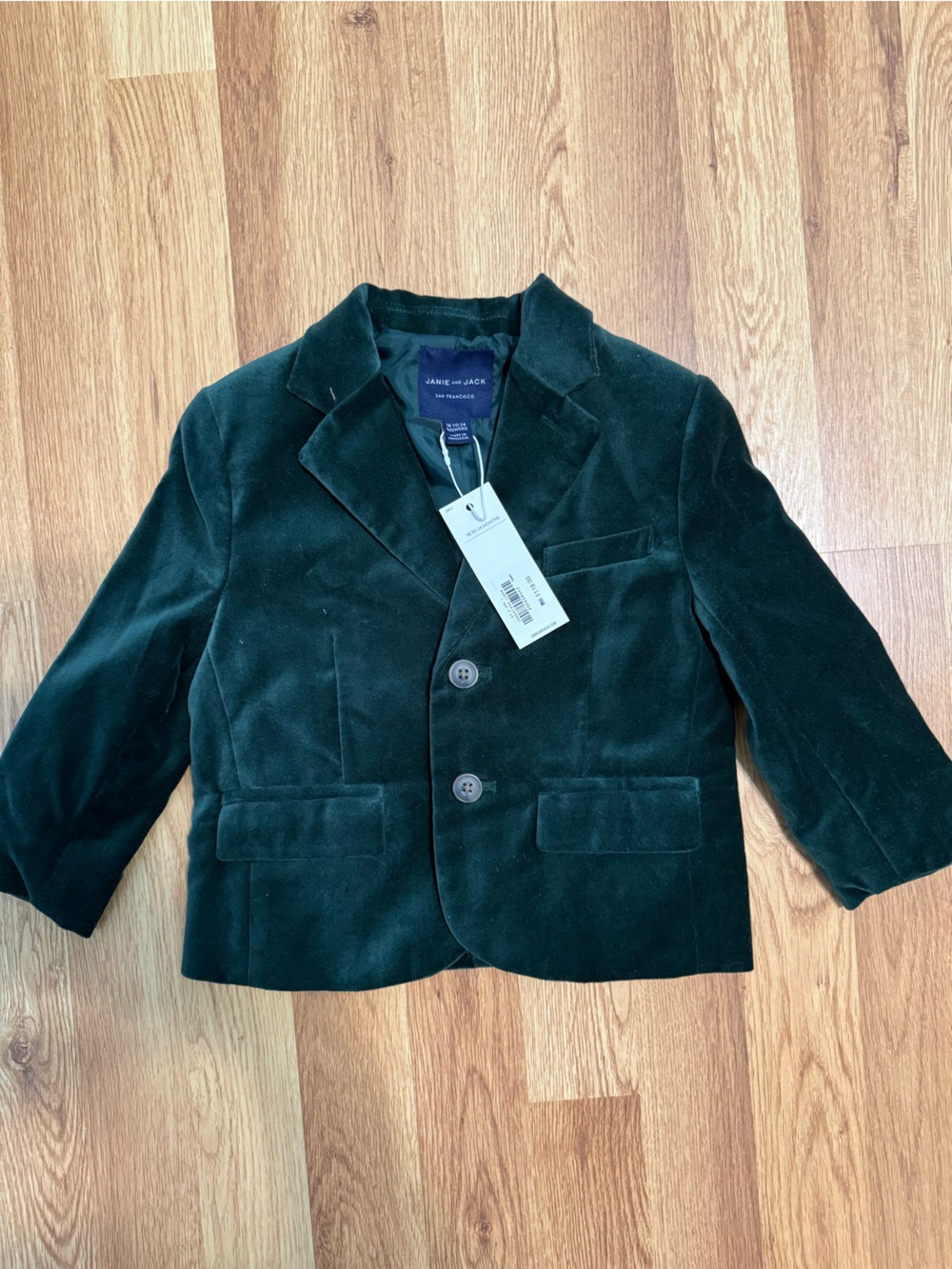 Janie and Jack Green Velvet Boys' Blazer
